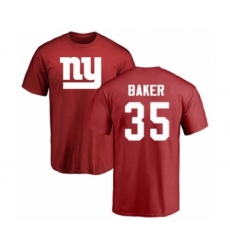 Football New York Giants #35 Deandre Baker Red Name & Number Logo T-Shirt