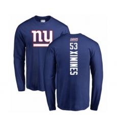 Football New York Giants #53 Oshane Ximines Royal Blue Backer Long Sleeve T-Shirt
