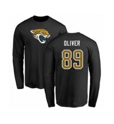 Football Jacksonville Jaguars #89 Josh Oliver Black Name & Number Logo Long Sleeve T-Shirt