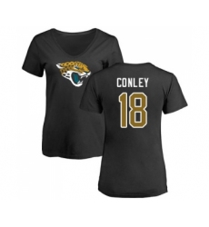 Football Women's Jacksonville Jaguars #18 Chris Conley Black Name & Number Logo Slim Fit T-Shirt