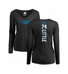 Football Women's Carolina Panthers #74 Greg Little Black Backer T-Shirt