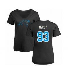 Football Women's Carolina Panthers #93 Gerald McCoy Black Name & Number Logo Slim Fit T-Shirt