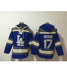 Men's Los Angeles Dodgers #17 Shohei Ohtani Blue Ageless Must-Have Lace-Up Pullover Hoodie