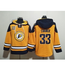 Men's Indiana Pacers #33 Myles Turner Yellow Lace-Up Pullover Hoodie