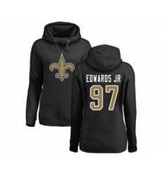 Football Women's New Orleans Saints #97 Mario Edwards Jr Black Name & Number Logo Pullover Hoodie