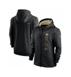 Men's New Orleans Saints 2021 Black Sideline Team Performance Full-Zip Hoodie