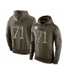 Football Men's Pittsburgh Steelers #71 Matt Feiler Green Salute To Service Pullover Hoodie