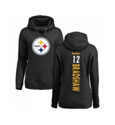Football Women's Pittsburgh Steelers #12 Terry Bradshaw Black Backer Pullover Hoodie