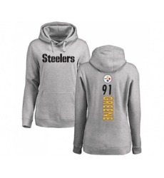 Football Women's Pittsburgh Steelers #91 Kevin Greene Ash Backer Pullover Hoodie