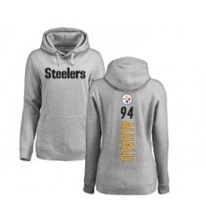 Football Women's Pittsburgh Steelers #94 Tyson Alualu Ash Backer Pullover Hoodie