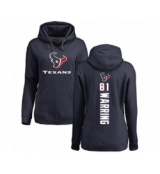 Football Women's Houston Texans #81 Kahale Warring Navy Blue Backer Pullover Hoodie