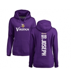 Football Women's Minnesota Vikings #98 Linval Joseph Purple Backer Pullover Hoodie