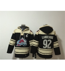 Men's Colorado Avalanche #92 Gabriel Landeskog Black All Stitched Sweatshirt Hoodie