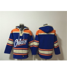Men's Edmonton Oilers #29 Leon Draisaitl Blue Lace-Up Pullover Hoodie