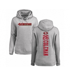 Football Women's San Francisco 49ers #26 Tevin Coleman Ash Backer Pullover Hoodie