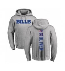 Football Buffalo Bills #91 Ed Oliver Ash Backer Pullover Hoodie