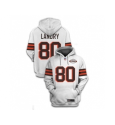 Men's Cleveland Browns #80 Jarvis Landry 2021 White 1946 Collection Pullover Football Hoodie