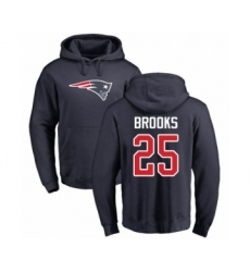 Football New England Patriots #25 Terrence Brooks Navy Blue Name & Number Logo Pullover Hoodie