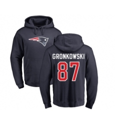 Football New England Patriots #87 Rob Gronkowski Navy Blue Name & Number Logo Pullover Hoodie