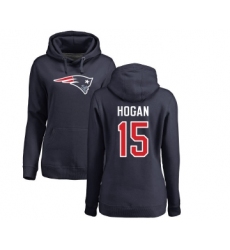 Football Women's New England Patriots #15 Chris Hogan Navy Blue Name & Number Logo Pullover Hoodie