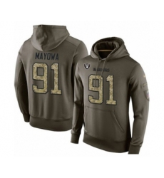 Football Men's Oakland Raiders #91 Benson Mayowa Green Salute To Service Pullover Hoodie