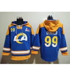 Men's Los Angeles Rams #99 Aaron Donald 2022 Royal Super Bowl LVI Champions Pullover Hoodie