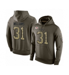 Football Men's Kansas City Chiefs #31 Darrel Williams Green Salute To Service Pullover Hoodie