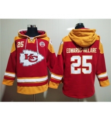 Men's Kansas City Chiefs #25 Clyde Edwards-Helaire Red Lace-Up Pullover Hoodie