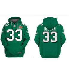 Men's Philadelphia Eagles #33 Cooper DeJean Green 2025 Super Bowl LIX Patch Pullover Hoodie