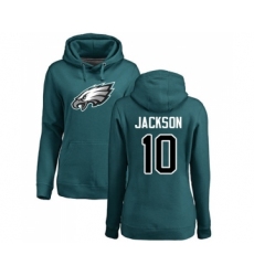 Women's Philadelphia Eagles #10 DeSean Jackson Green Name & Number Logo Pullover Hoodie