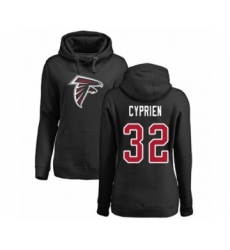 Football Women's Atlanta Falcons #32 Johnathan Cyprien Black Name & Number Logo Pullover Hoodie