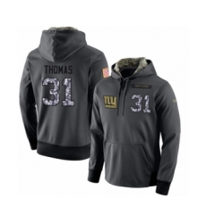 Football Men's New York Giants #31 Michael Thomas Stitched Black Anthracite Salute to Service Player Performance Hoodie