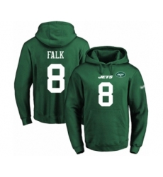 Football Men's New York Jets #8 Luke Falk Green Name & Number Pullover Hoodie