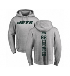 Football New York Jets #82 Jamison Crowder Ash Backer Pullover Hoodie
