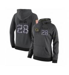 Football Women's Green Bay Packers #28 Tony Brown Stitched Black Anthracite Salute to Service Player Performance Hoodie