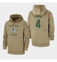 Men's Green Bay Packers #4 Brett Favre 2019 Salute to Service Sideline Therma Pullover Hoodie - Tan