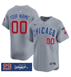 Men’s Chicago Cubs Active Player Custom Gray 'Ryne Sandberg Tribute' Vapor Limited V3 Stitched Baseball Jersey