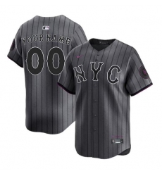 Men's New York Mets Customized Graphite 2024 City Connect Limited Stitched Baseball Jersey