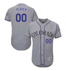 Men's Colorado Rockies Majestic Gray Alternate Flex Base Authentic Collection Custom Jersey with Commemorative Patch