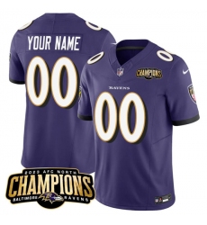 Men's Baltimore Ravens Active Player Custom Purple 2023 F.U.S.E. AFC North Champions Vapor Limited Football Stitched Jersey
