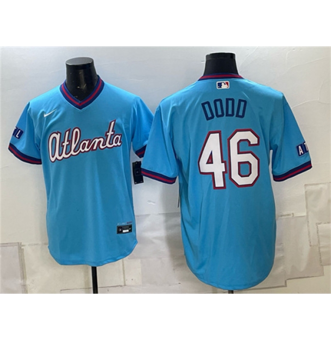 Men's Atlanta Braves #46 Dylan Dodd Blue 2026 City Connect Stadium Stitched Baseball Jersey