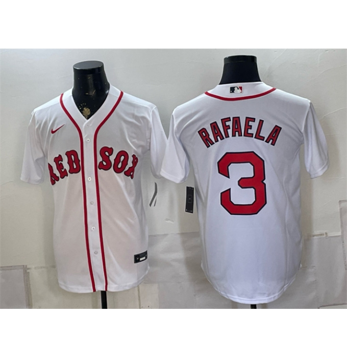 Men's Boston Red Sox #3 Ceddanne Rafaela White Cool Base Stitched Baseball Jersey