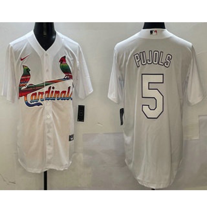 Men's St Louis Cardinals #5 Albert Pujols White Mexico Cool Base Stitched Jersey