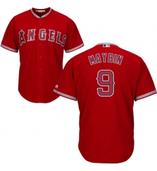 Youth Majestic Los Angeles Angels of Anaheim #9 Cameron Maybin Authentic Red Alternate Cool Base MLB Jersey