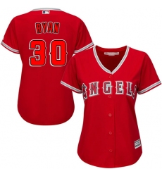 Women's Majestic Los Angeles Angels of Anaheim #30 Nolan Ryan Authentic Red Alternate MLB Jersey