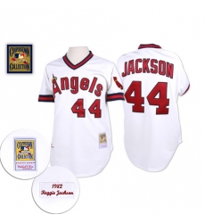 Men's Mitchell and Ness Los Angeles Angels of Anaheim #44 Reggie Jackson Replica White Throwback MLB Jersey