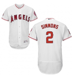 Men's Majestic Los Angeles Angels of Anaheim #2 Andrelton Simmons White Home Flex Base Authentic Collection MLB Jersey