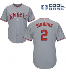 Youth Majestic Los Angeles Angels of Anaheim #2 Andrelton Simmons Replica Grey Road Cool Base MLB Jersey