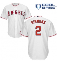 Youth Majestic Los Angeles Angels of Anaheim #2 Andrelton Simmons Replica White Home Cool Base MLB Jersey