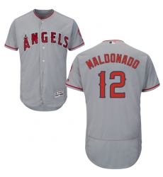 Men's Majestic Los Angeles Angels of Anaheim #12 Martin Maldonado Grey Flexbase Authentic Collection MLB Jersey